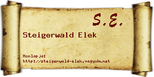 Steigerwald Elek névjegykártya